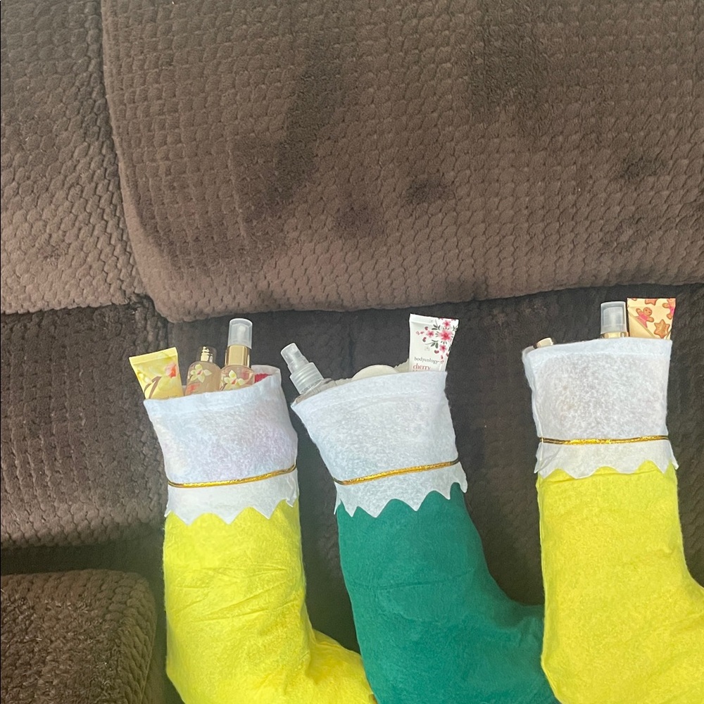 Vibrant Holiday Stocking Trio - Yellow and Green